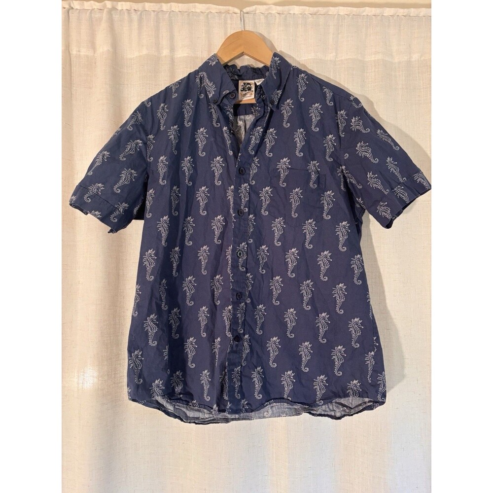 Kennington Blue Seahorse Sea Dragon Cotton Print, Size L